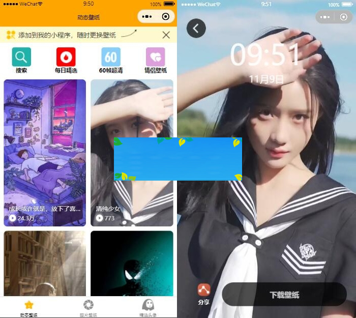 动态壁纸小程序第二版/带流量主源码WordPress主题模板_淘源码资源网_建站教程WordPress主题模板_zibll子比主题官网_淘源码资源网