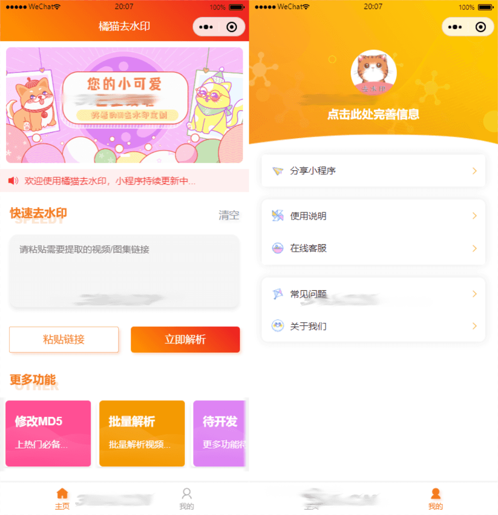 橘猫自定义接口PHP后端去水印小程序源码WordPress主题模板_淘源码资源网_建站教程WordPress主题模板_zibll子比主题官网_淘源码资源网